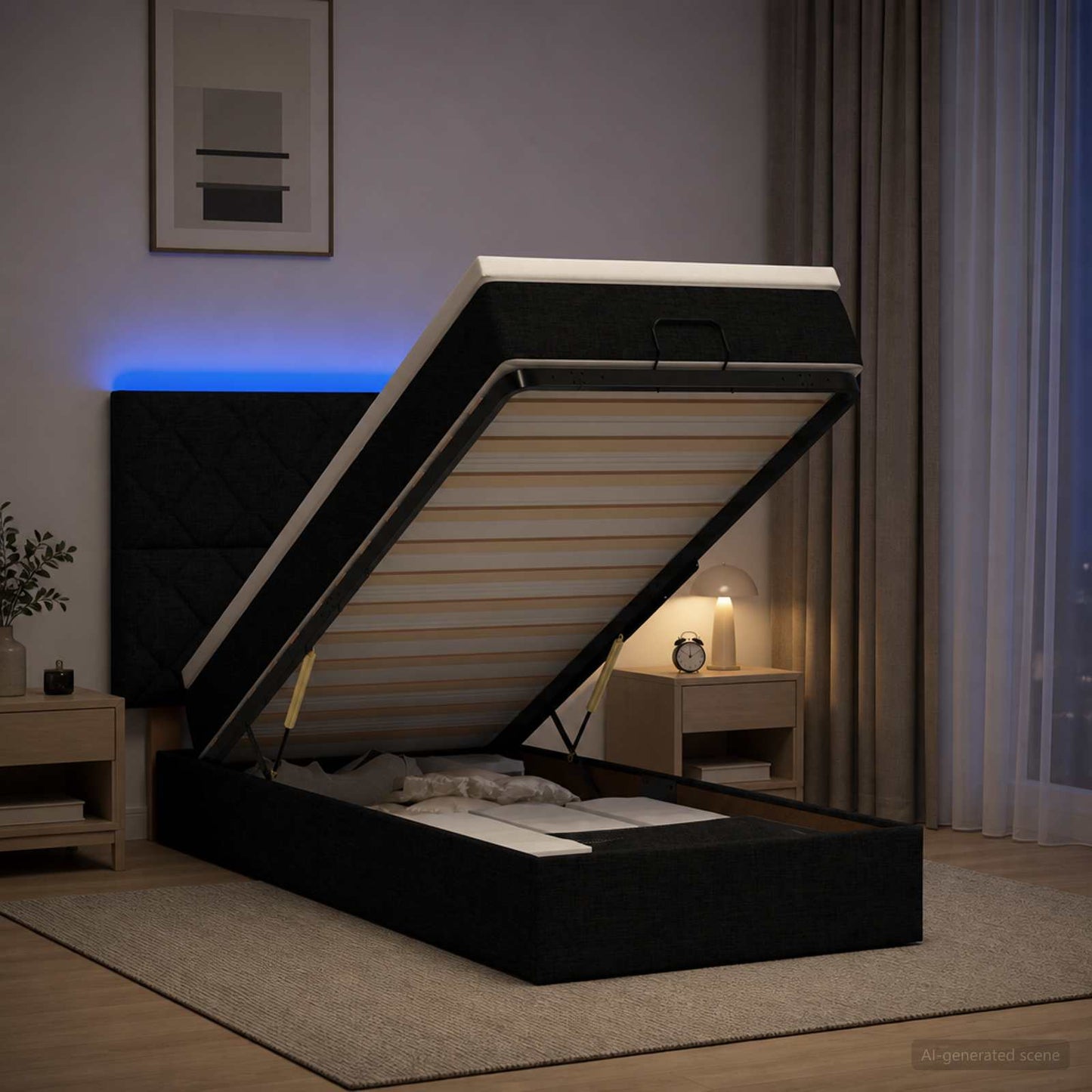 Óriási Ágy Matrac és LED világítással Fekete 100 x 200 cm