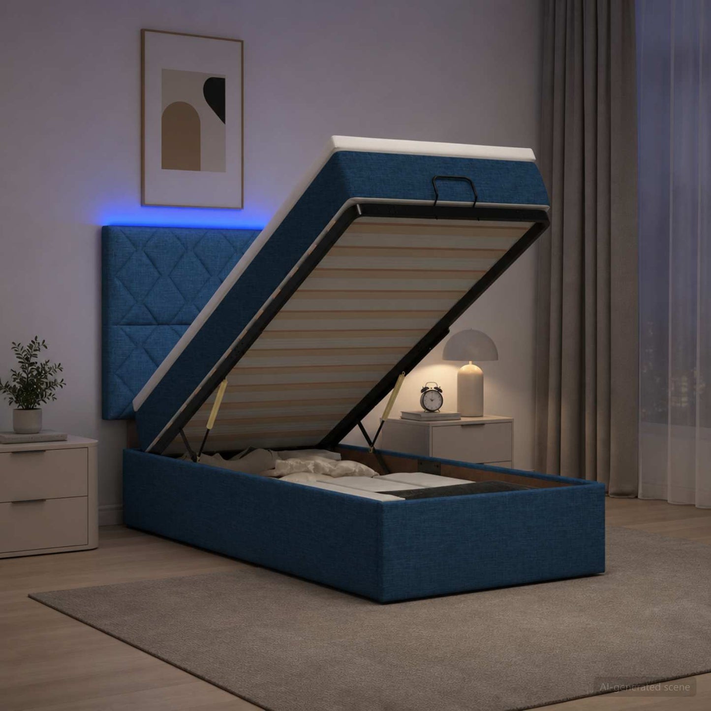 Óriási Ágy Matrac és LED világítással Kék 90 x 200 cm Szövet