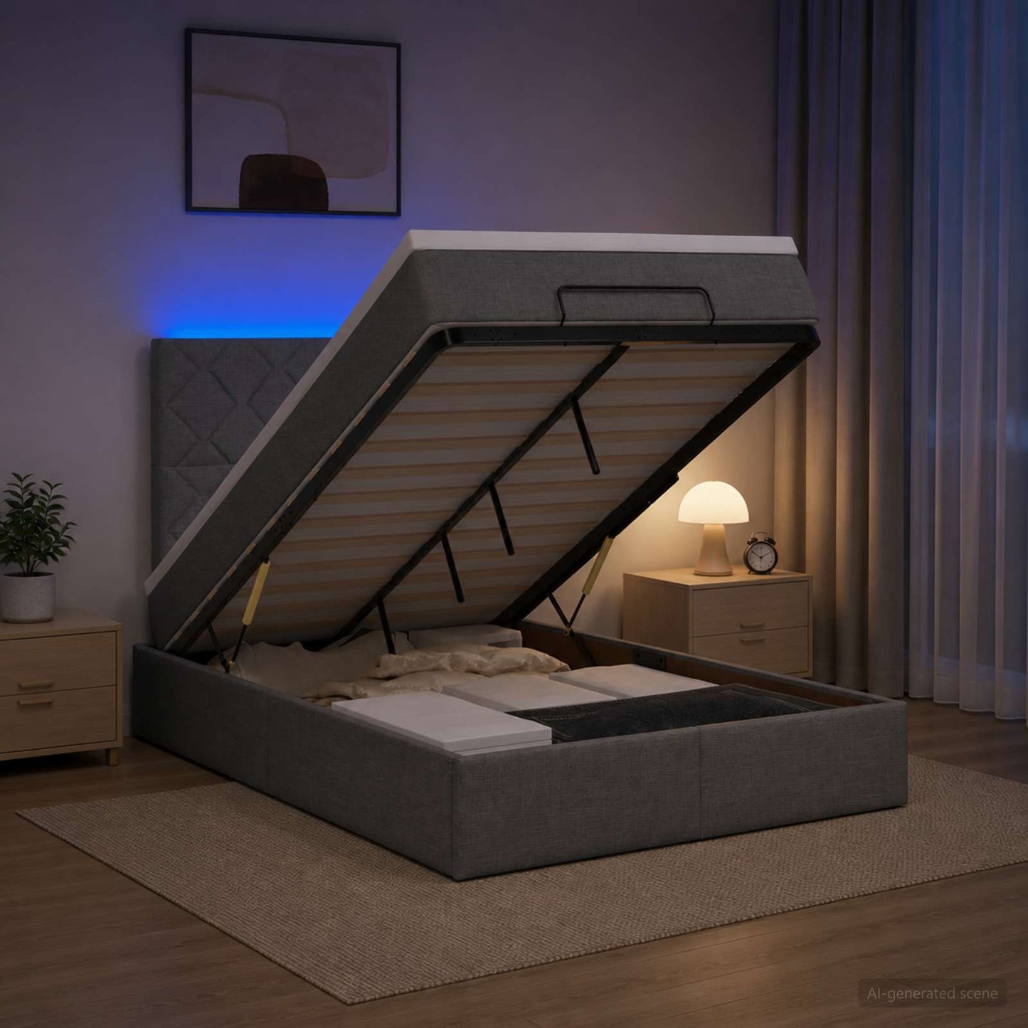 Óriási Ágy Matrac és LED világítással Sötétszürke 120 x 200 cm