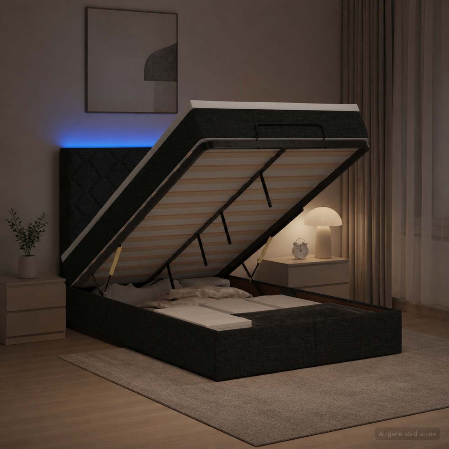 Óriási Ágy Matrac és LED világítással Fekete 120 x 200 cm