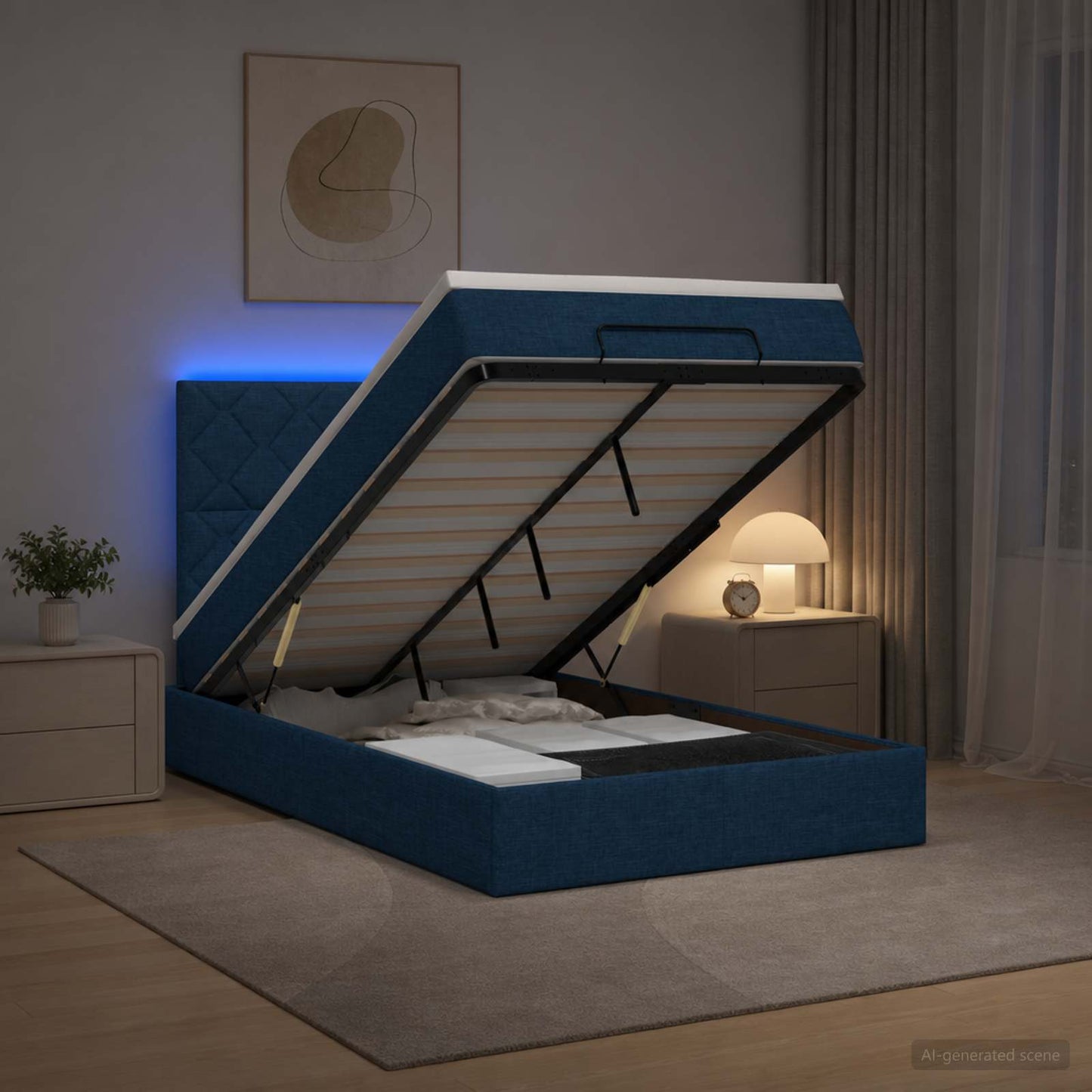 Óriási Ágy Matrac és LED világítással Kék 120 x 200 cm Szövet