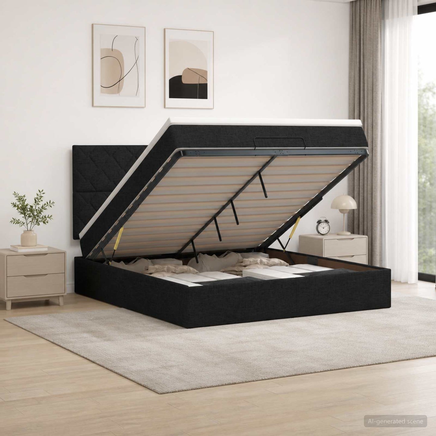 Óriási Ágy Matrac és LED világítással Fekete 160 x 200 cm