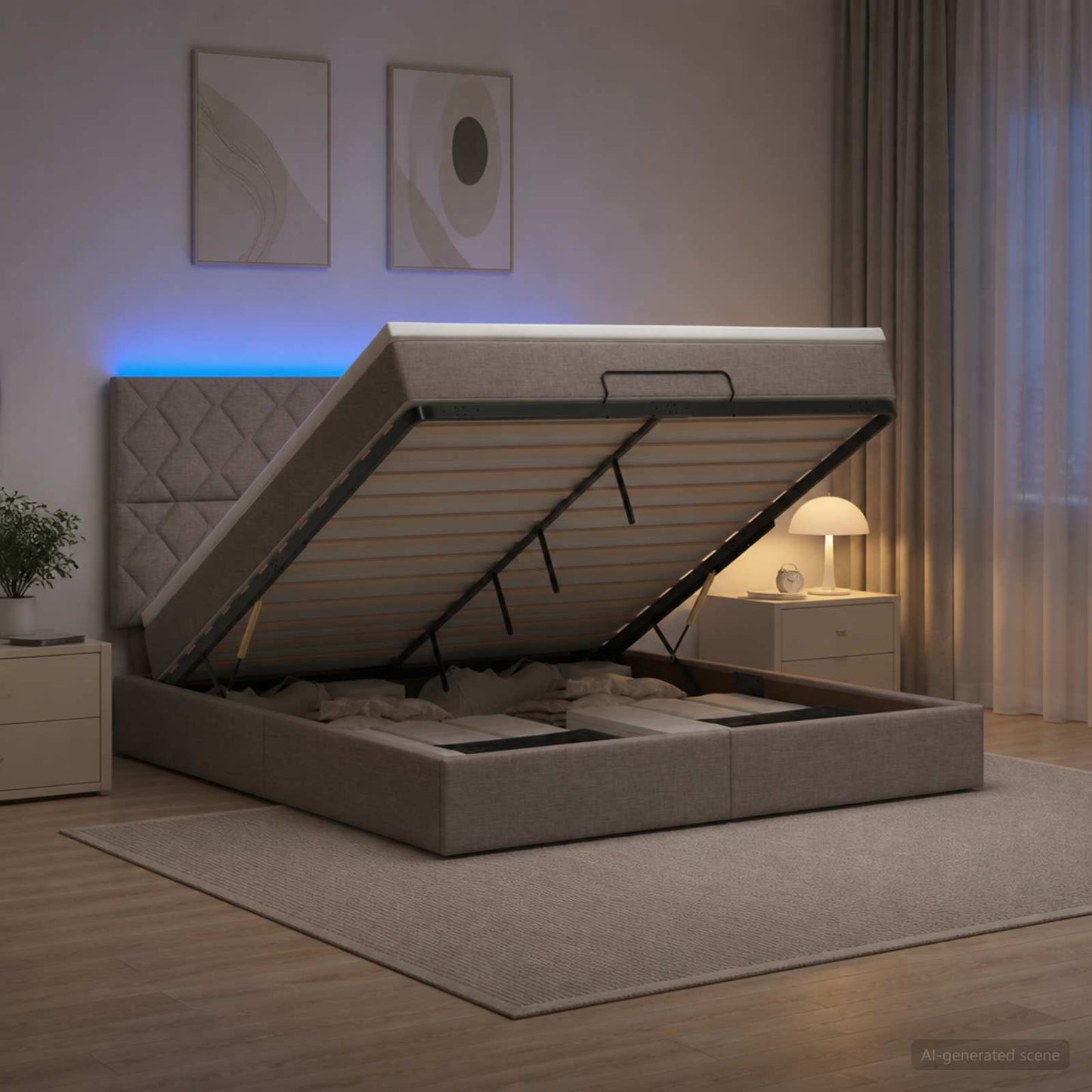 Óriási Ágy Matrac és LED világítással Tópszínű 180 x 200 cm