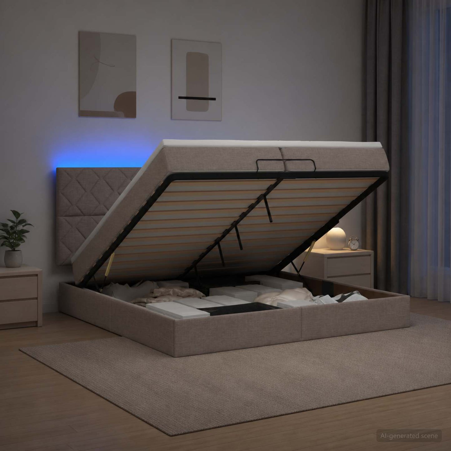 Óriási Ágy Matrac és LED világítással Tópszínű 200 x 200 cm