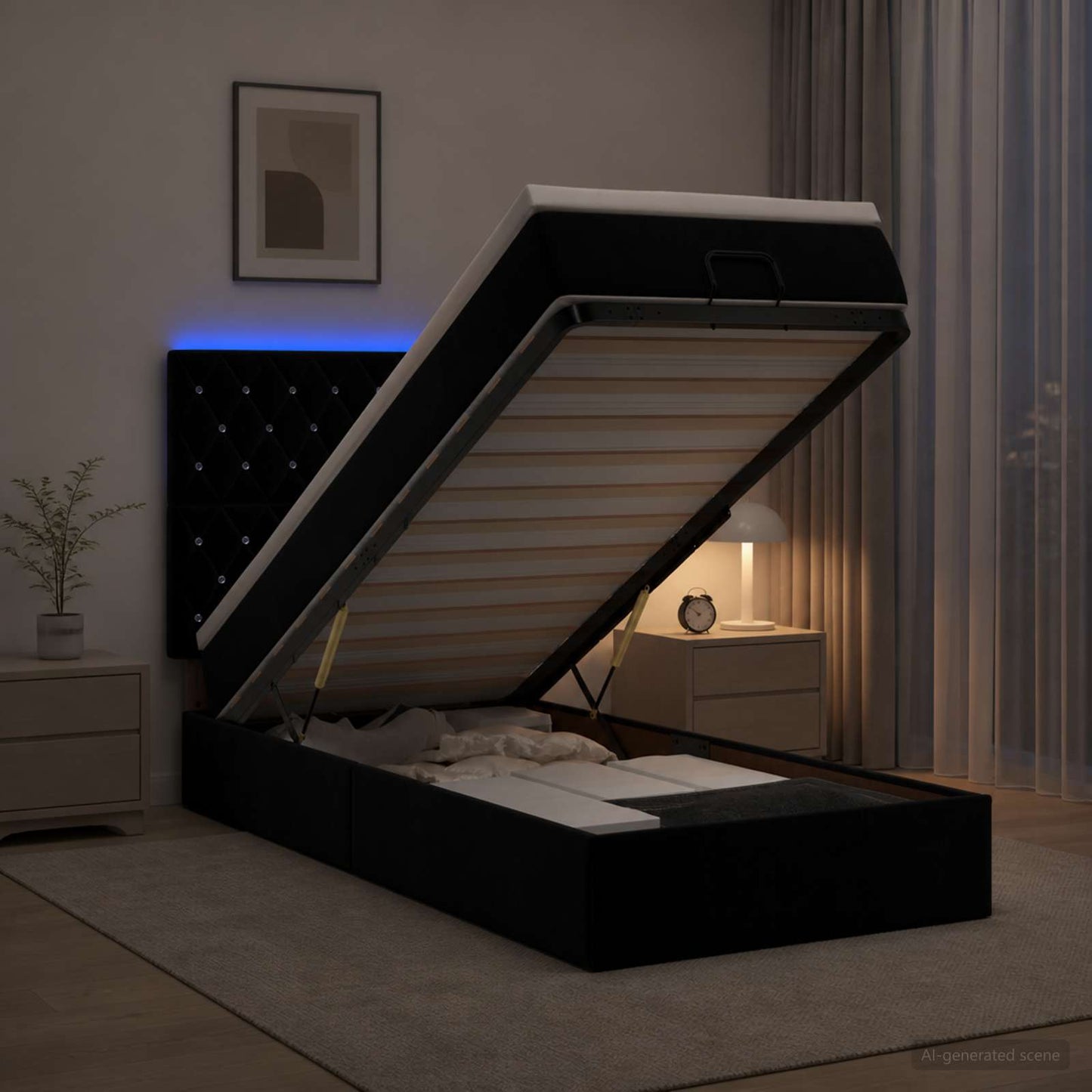 Óriási Ágy Matrac és LED világítással Fekete 80 x 200 cm