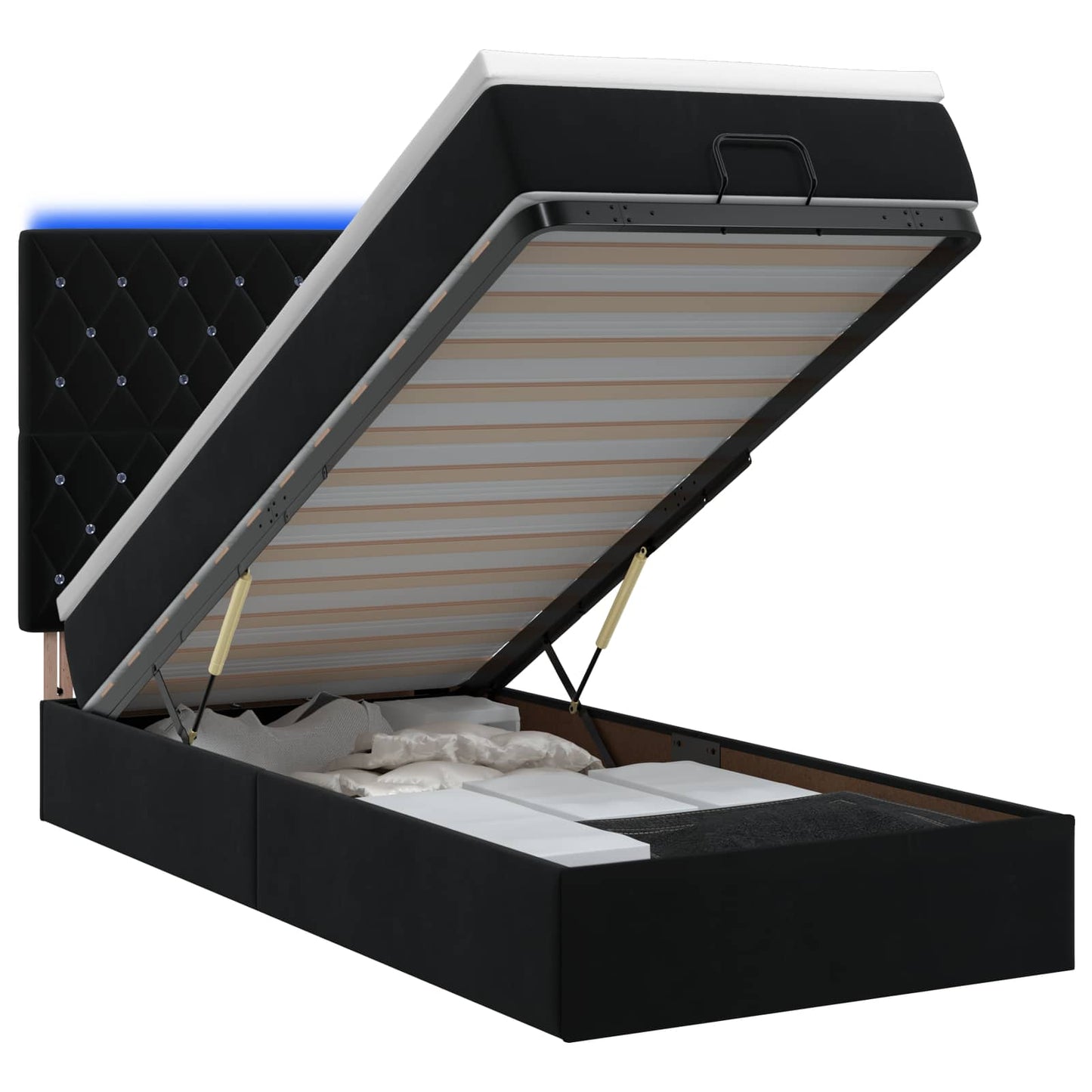 Óriási Ágy Matrac és LED világítással Fekete 90 x 190 cm