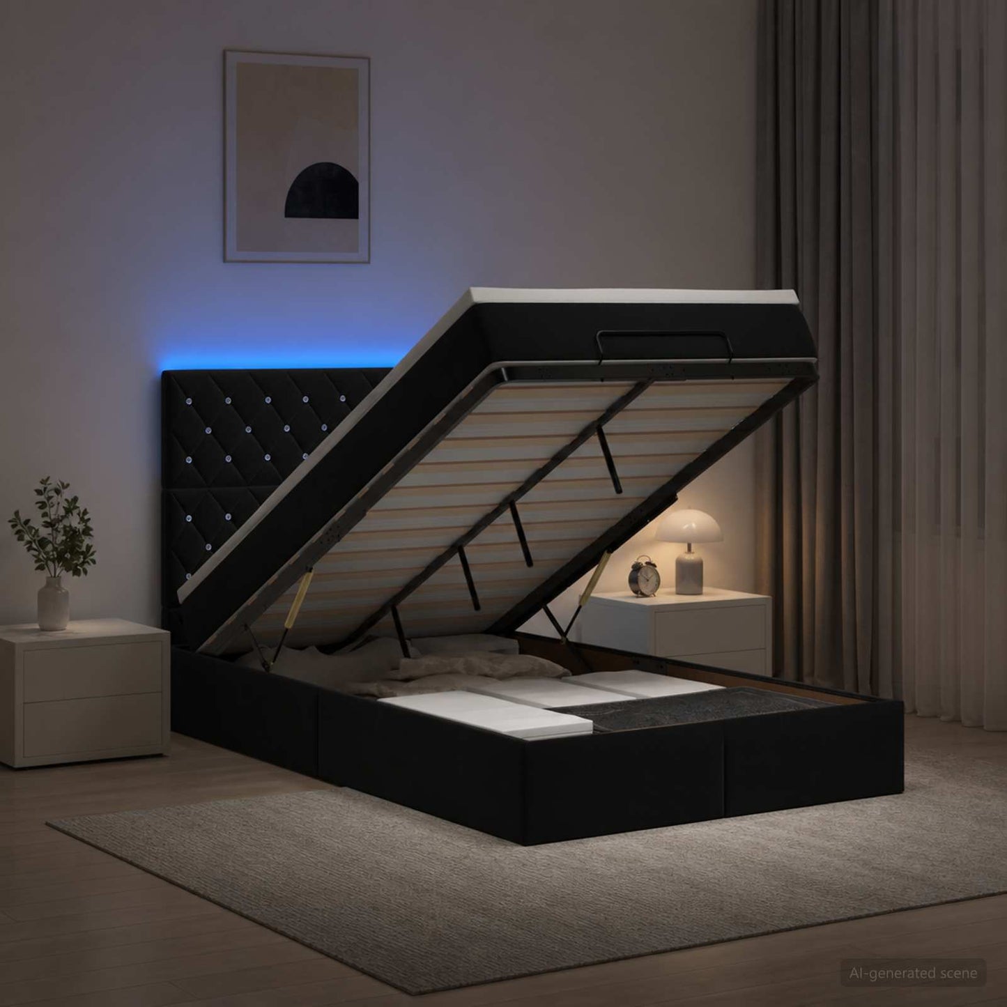 Óriási Ágy Matrac és LED világítással Fekete 120 x 190 cm