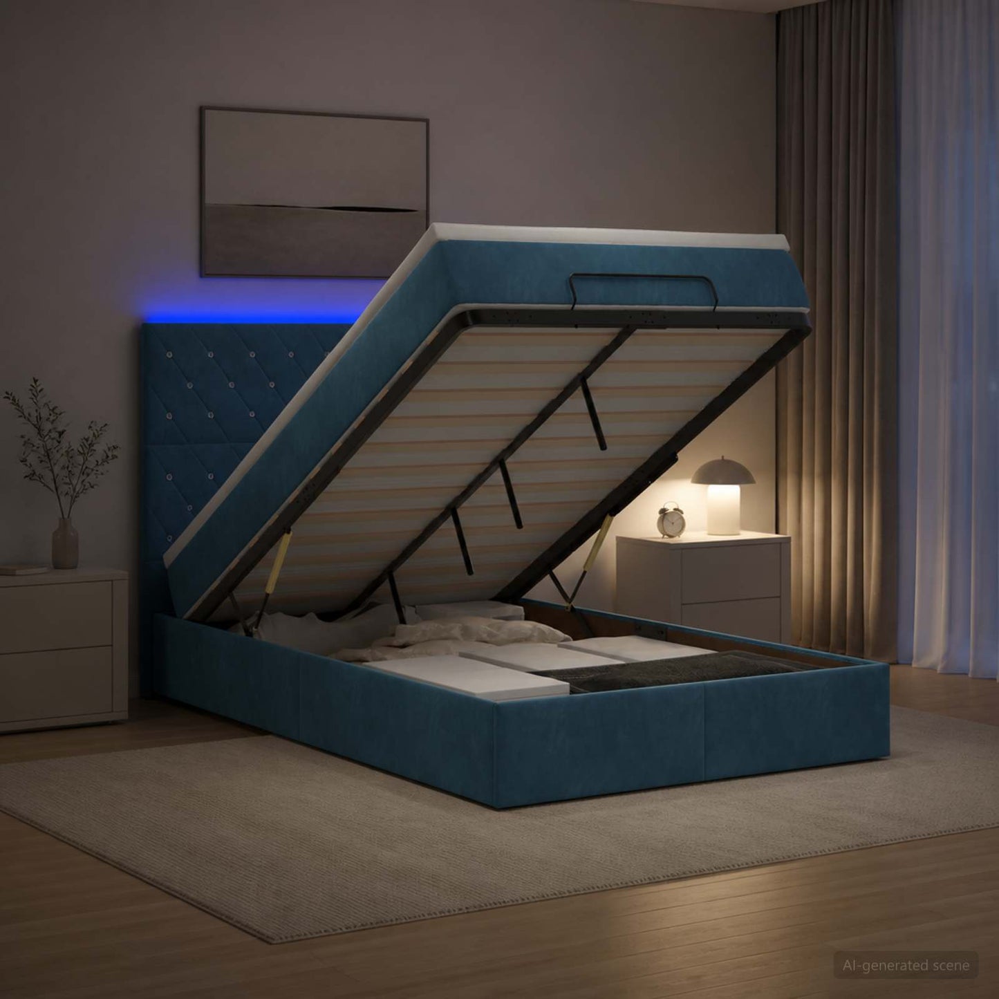 Óriási Ágy Matrac és LED világítással Sötétkék 120 x 200 cm