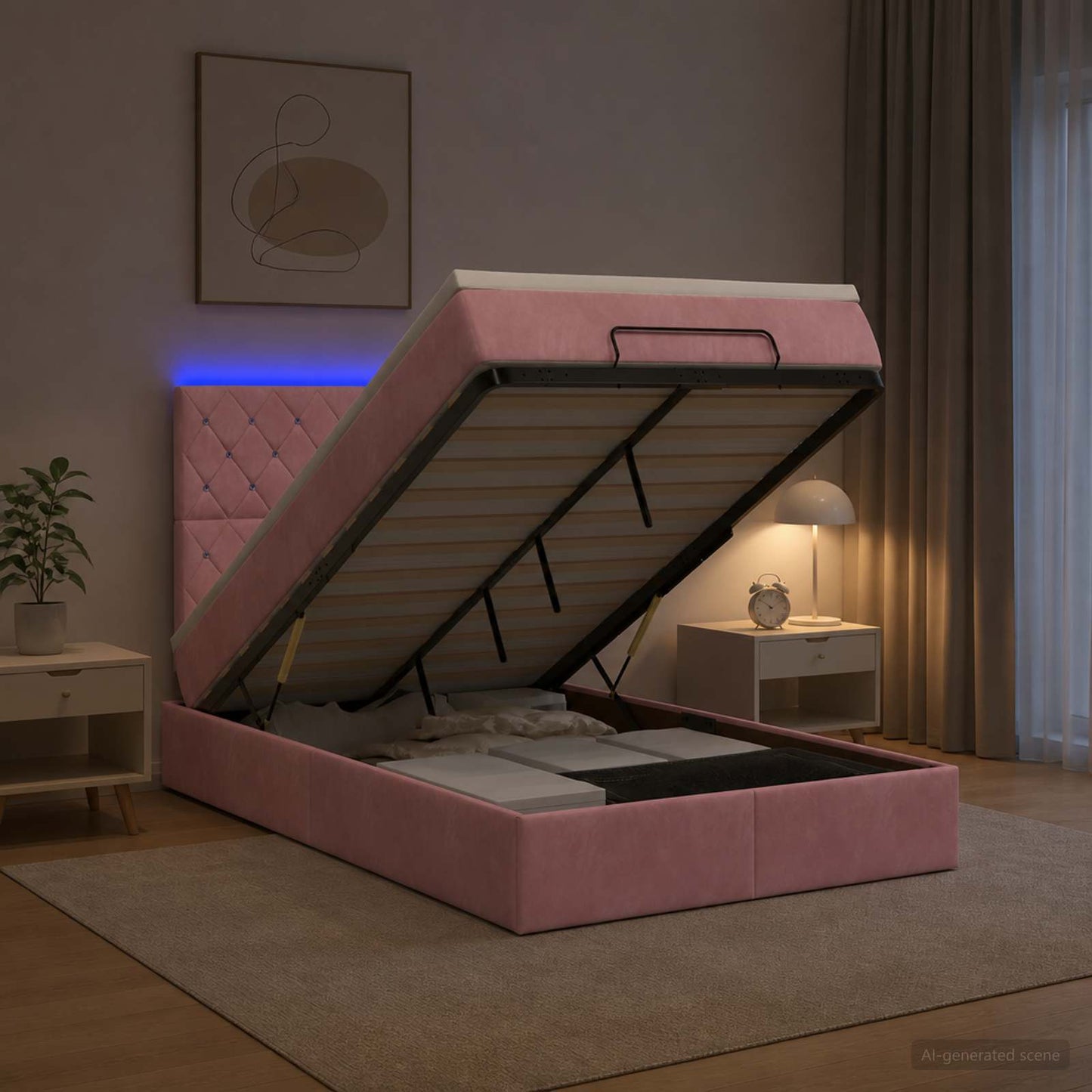 Óriási Ágy Matrac és LED világítással Rózsaszín 120 x 200 cm