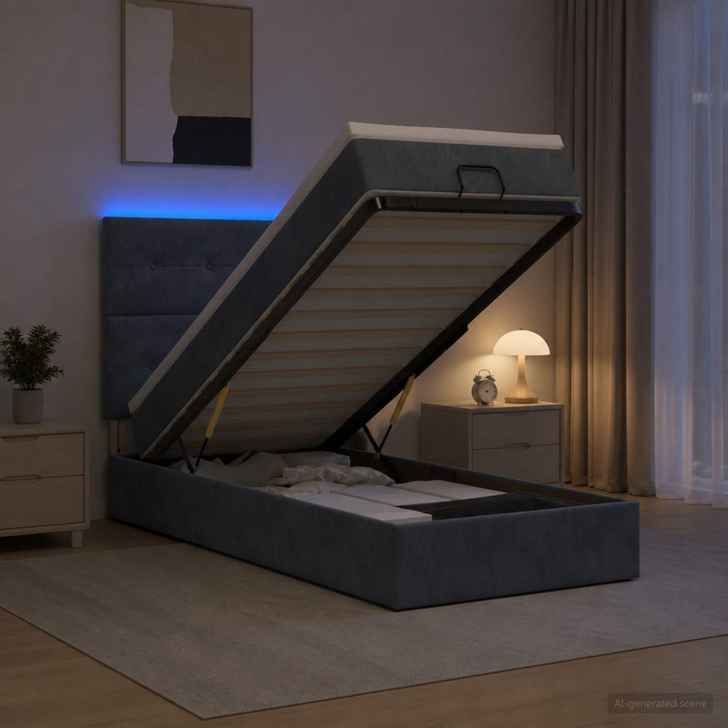 Óriási Ágy Matrac és LED világítással Sötétszürke 90 x 190 cm