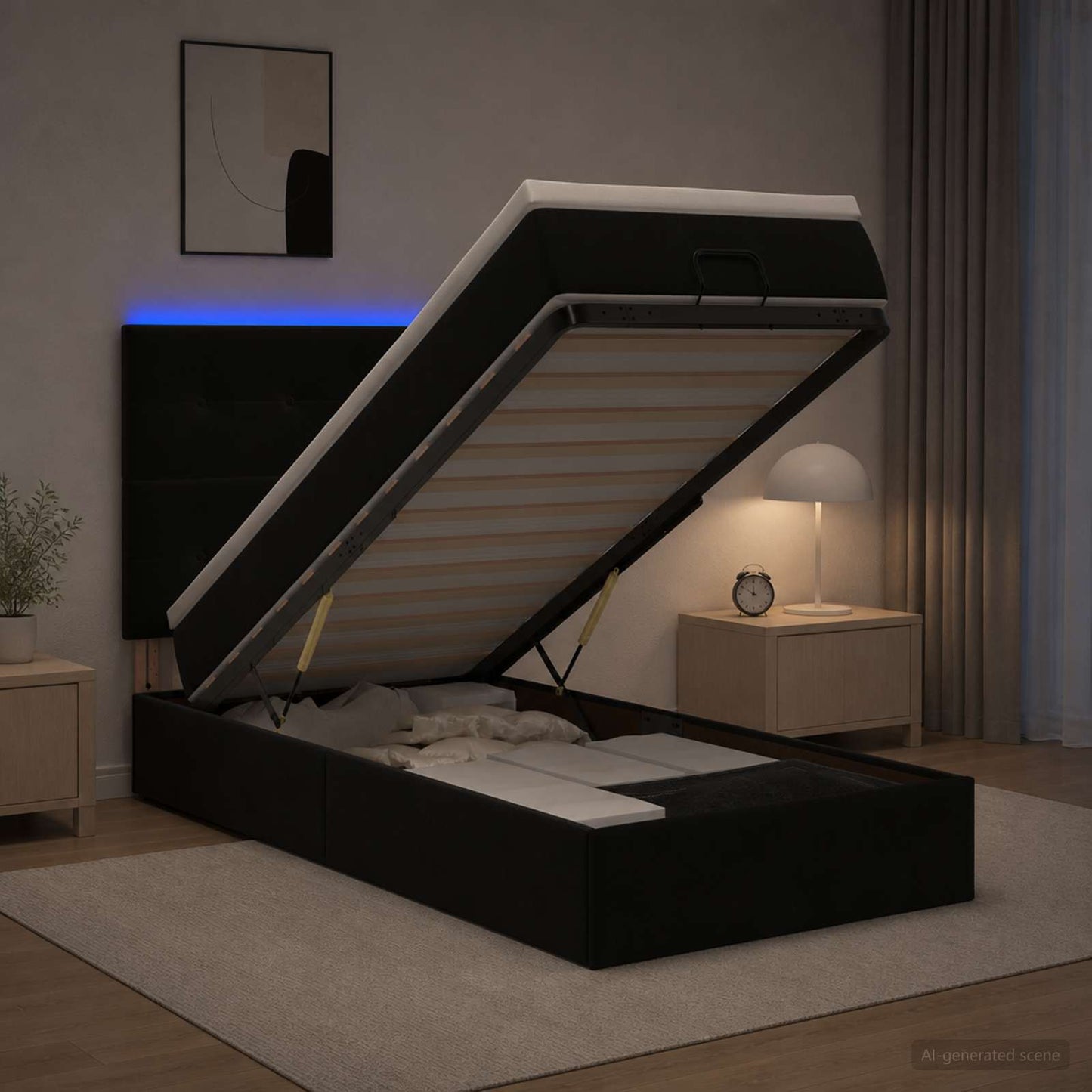 Óriási Ágy Matrac és LED világítással Fekete 80 x 200 cm