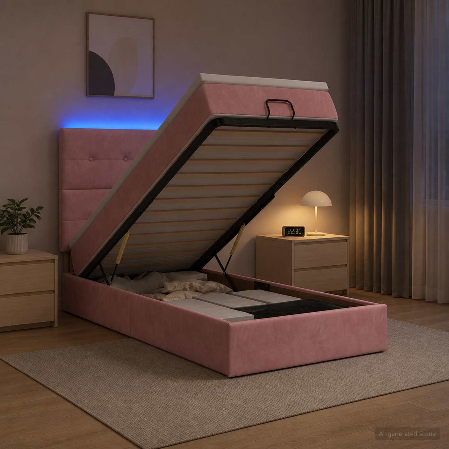 Óriási Ágy Matrac és LED világítással Rózsaszín 80 x 200 cm