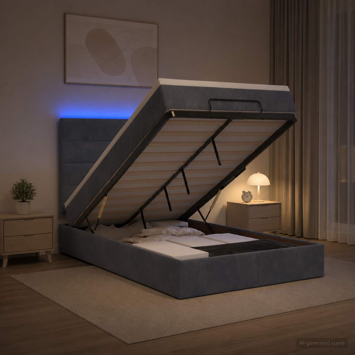 Óriási Ágy Matrac és LED világítással Sötétszürke 120 x 200 cm