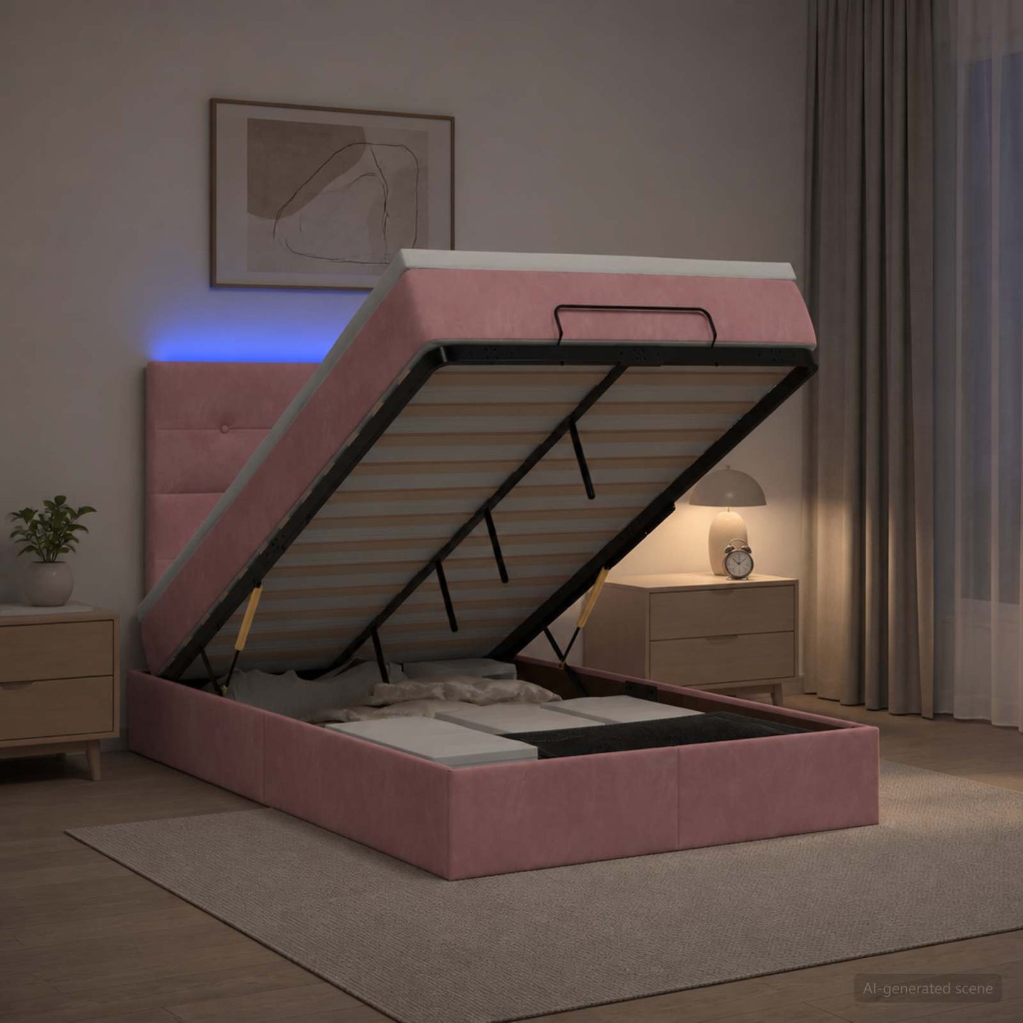 Óriási Ágy Matrac és LED világítással Rózsaszín 120 x 200 cm