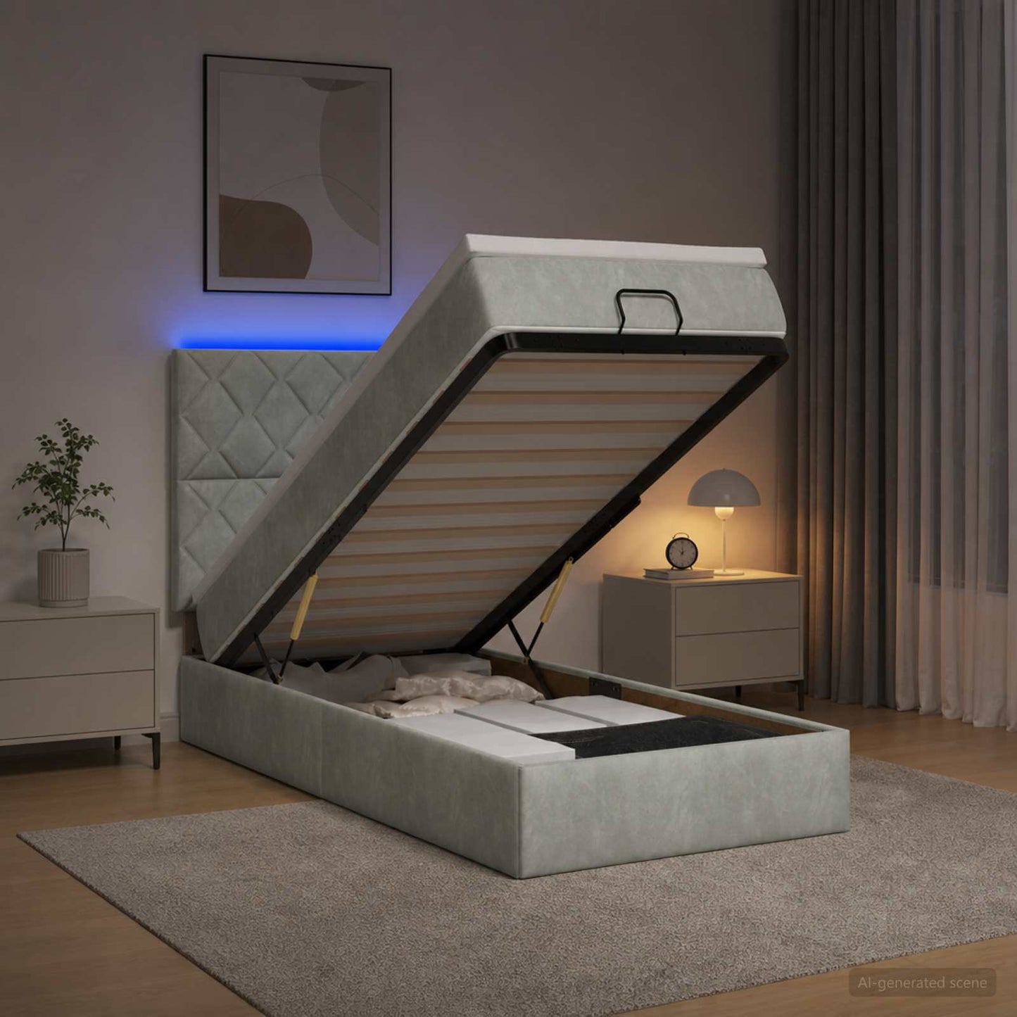 Óriási Ágy Matrac és LED világítással Világosszürke 80 x 200 cm