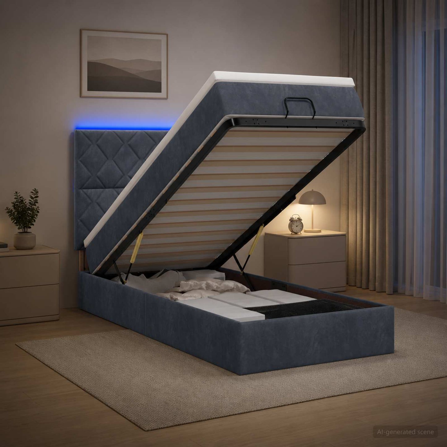 Óriási Ágy Matrac és LED világítással Sötétszürke 90 x 190 cm