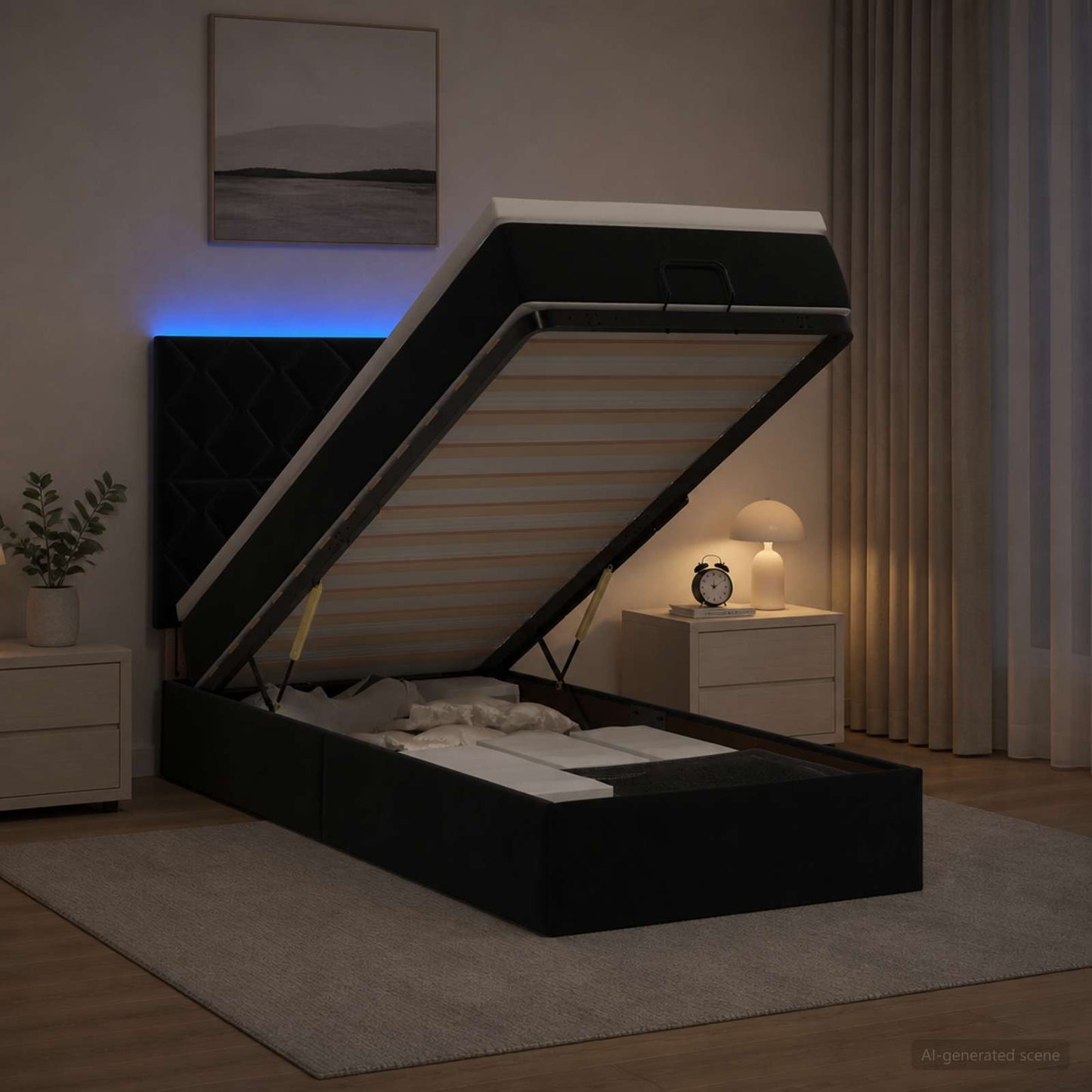 Óriási Ágy Matrac és LED világítással Fekete 80 x 200 cm