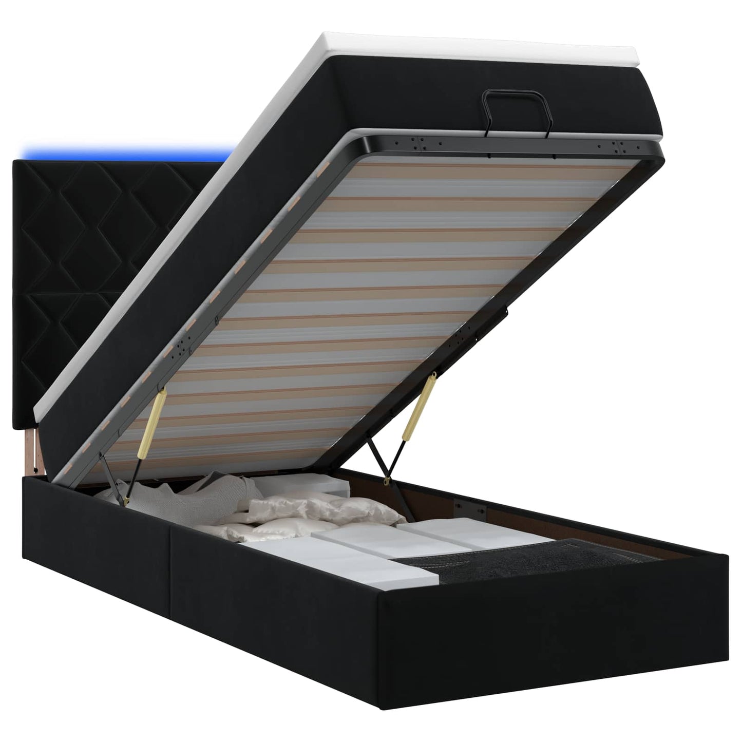 Óriási Ágy Matrac és LED világítással Fekete 90 x 190 cm