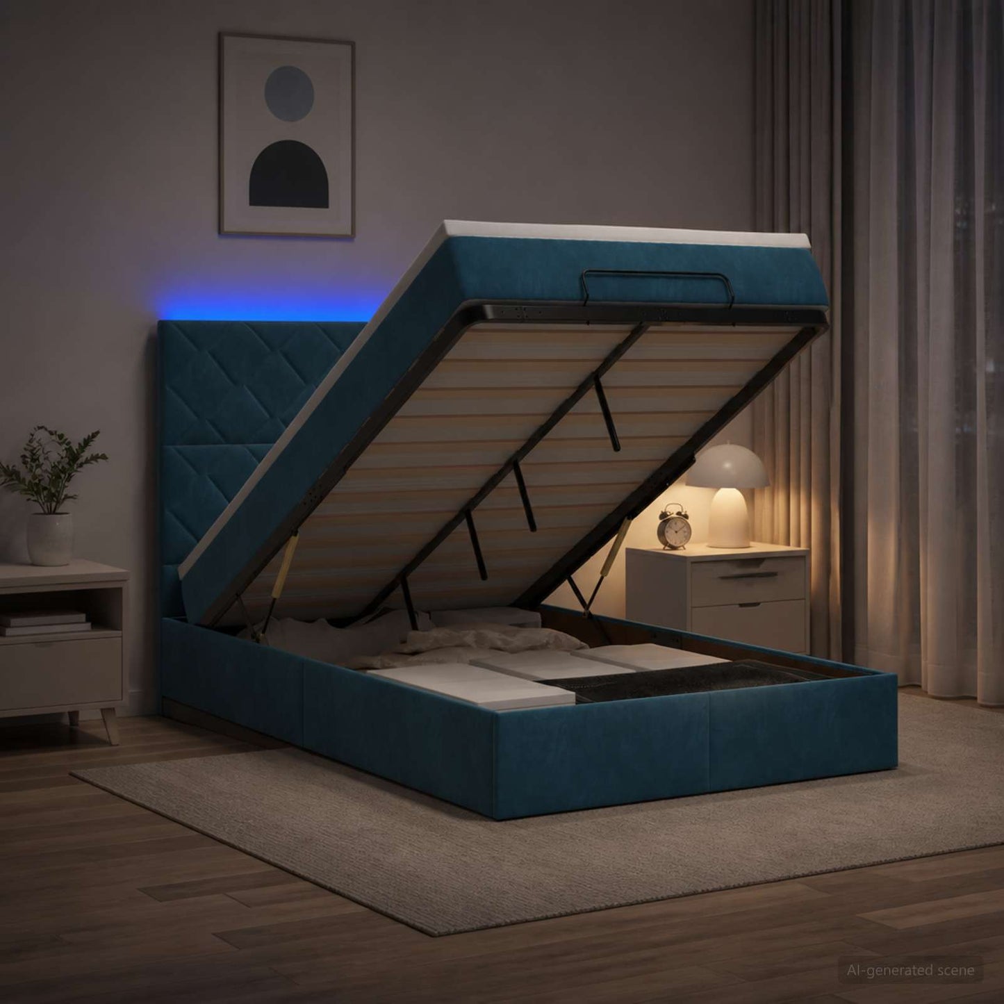 Óriási Ágy Matrac és LED világítással Sötétkék 120 x 200 cm