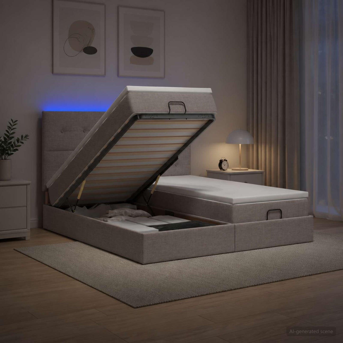 Óriási Ágy Matrac és LED világítással Tópszínű 180 x 200 cm