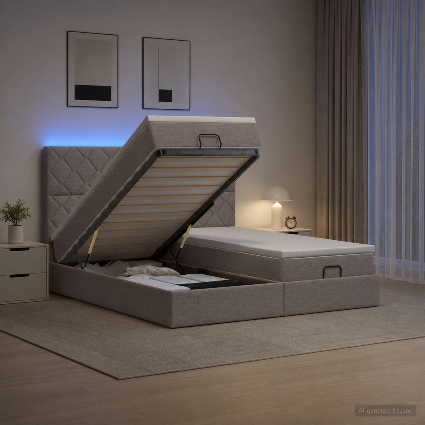 Óriási Ágy Matrac és LED világítással Tópszínű 200 x 200 cm