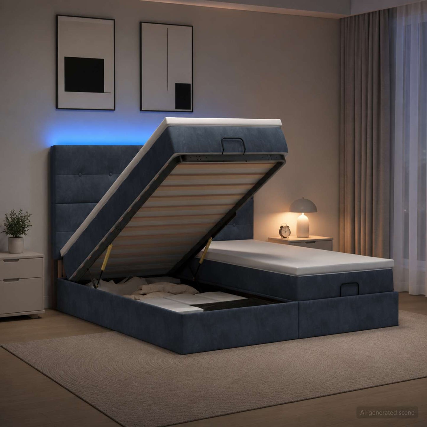Óriási Ágy Matrac és LED világítással Sötétszürke 160 x 200 cm
