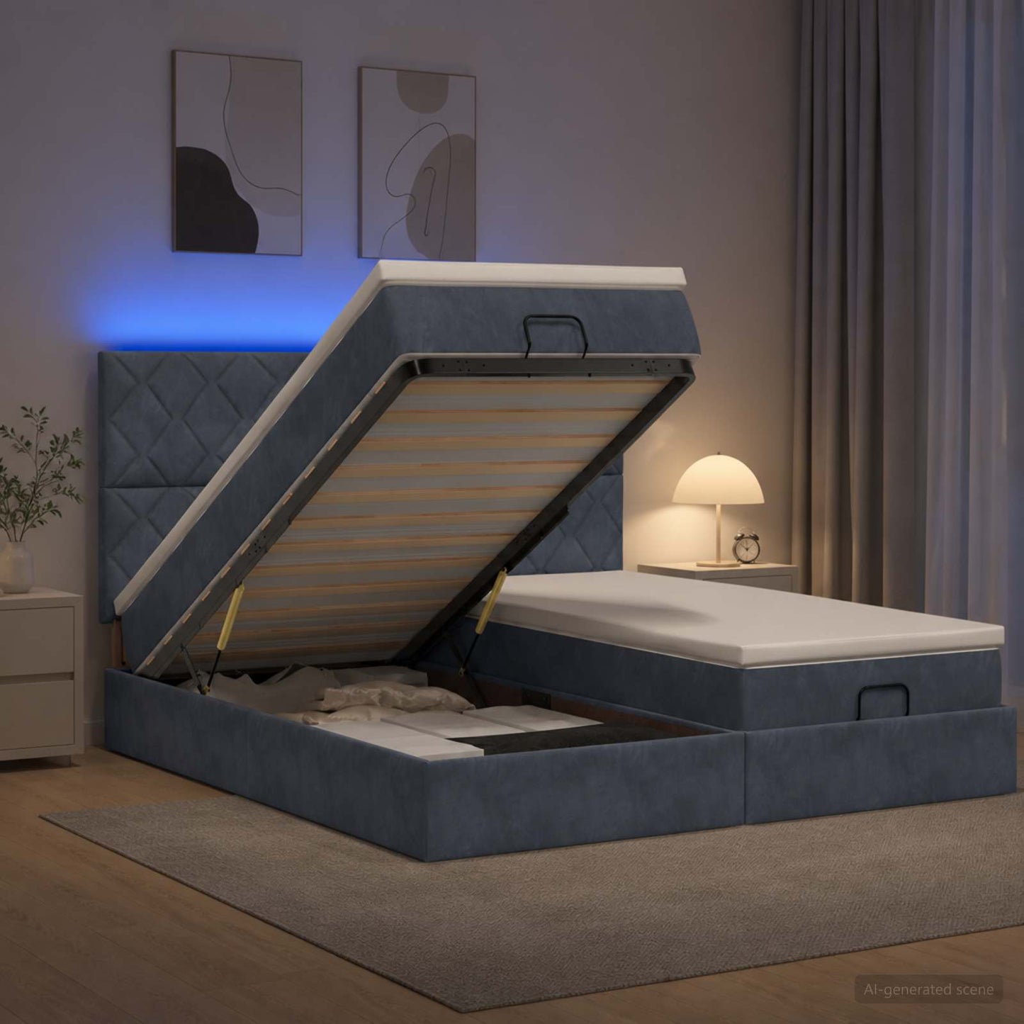 Óriási Ágy Matrac és LED világítással Sötétszürke 160 x 200 cm