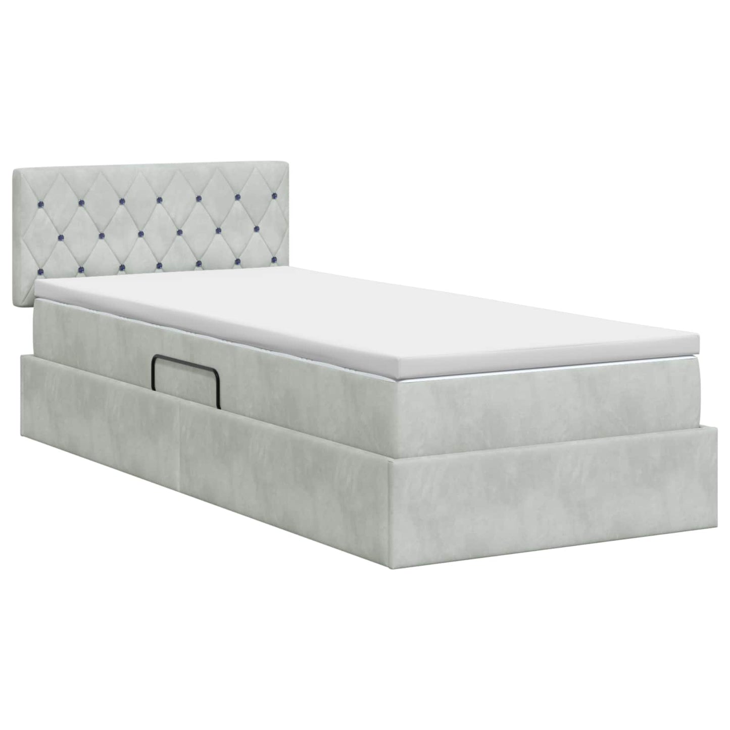 Tárolós Ágy fejtámlával Világosszürke 90 x 190 cm Bársony