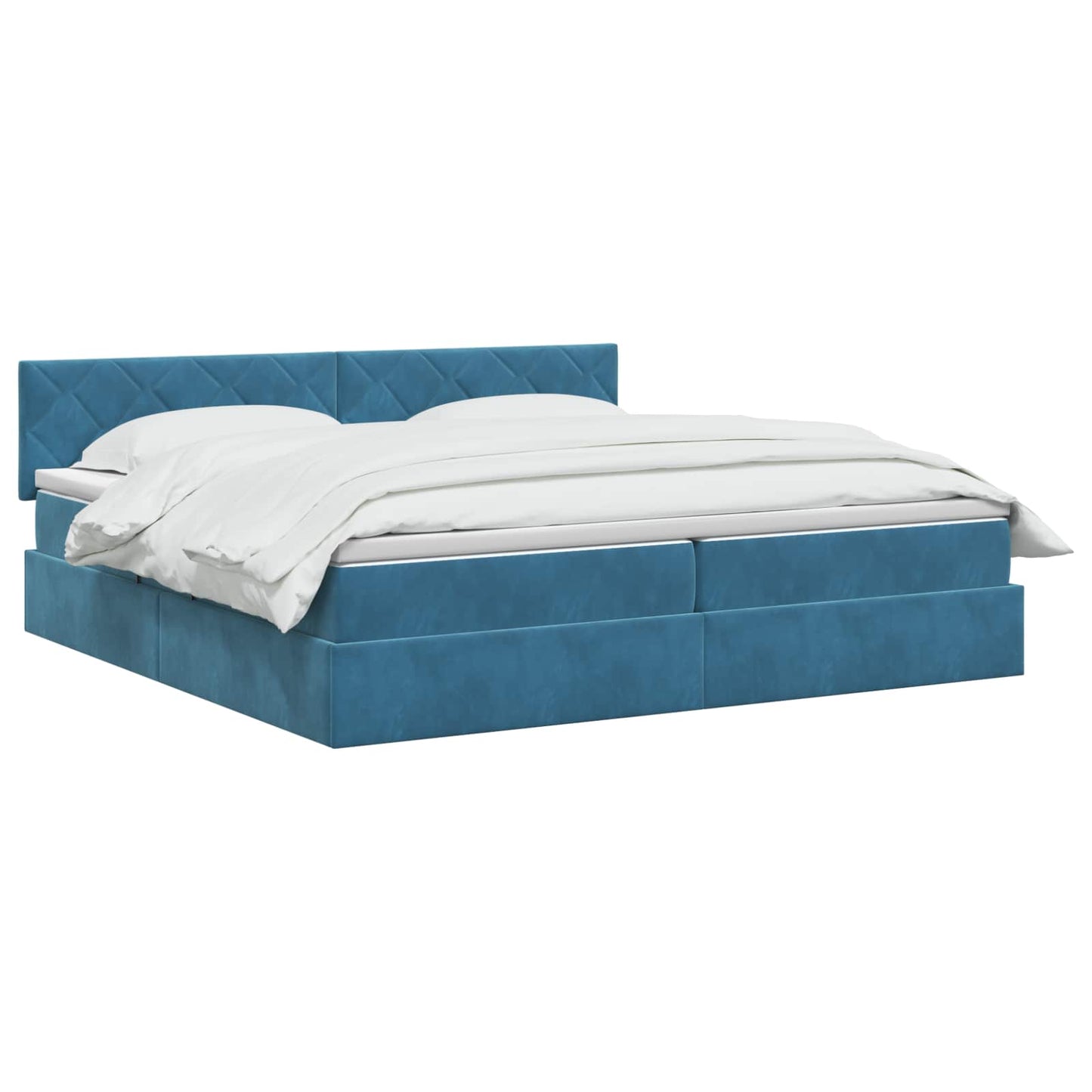 Tárolós Ágy fejtámlával Sötét kék 200 x 200 cm Bársony