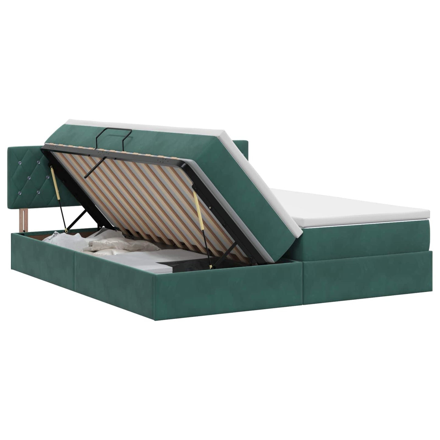 Tárolós Ágy fejtámlával 2 db Sötétzöld