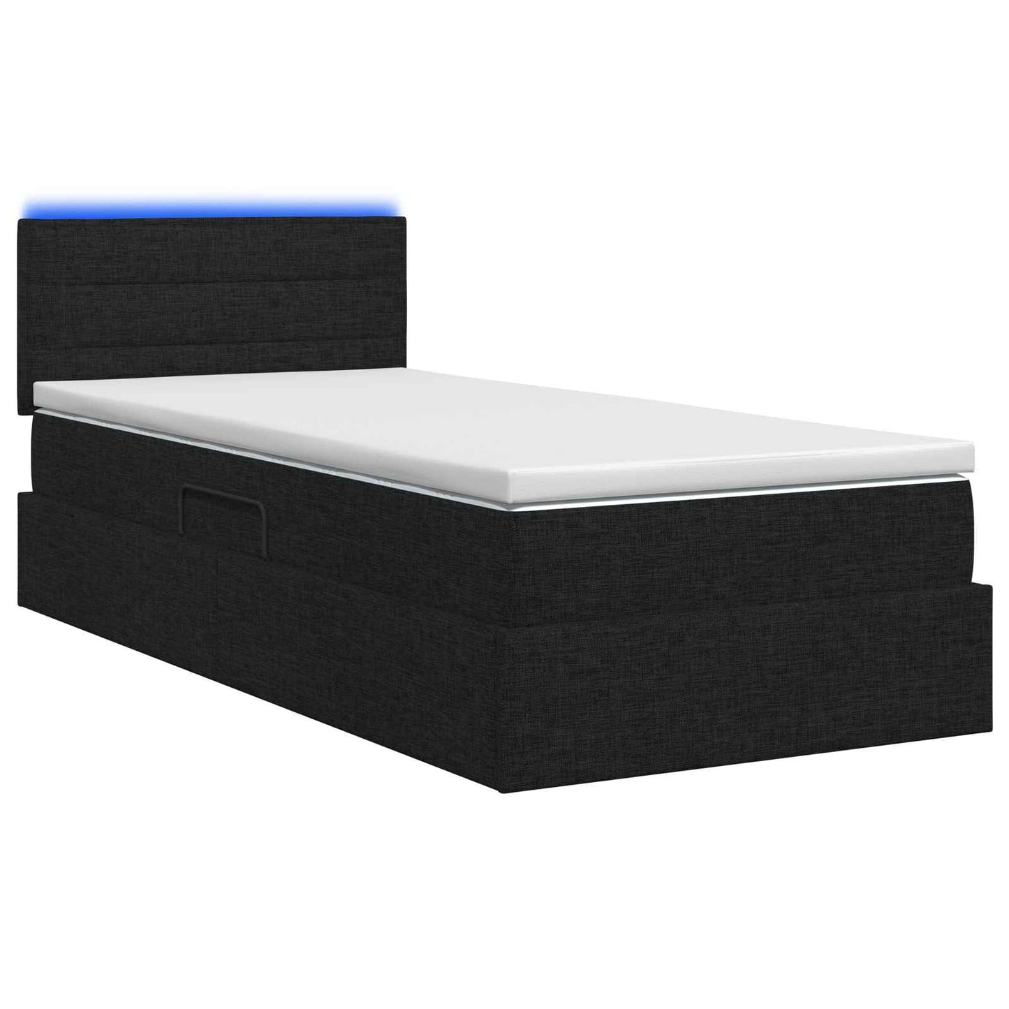 LED tárolós ágy matraccal Fekete 90 x 190 cm Szövet