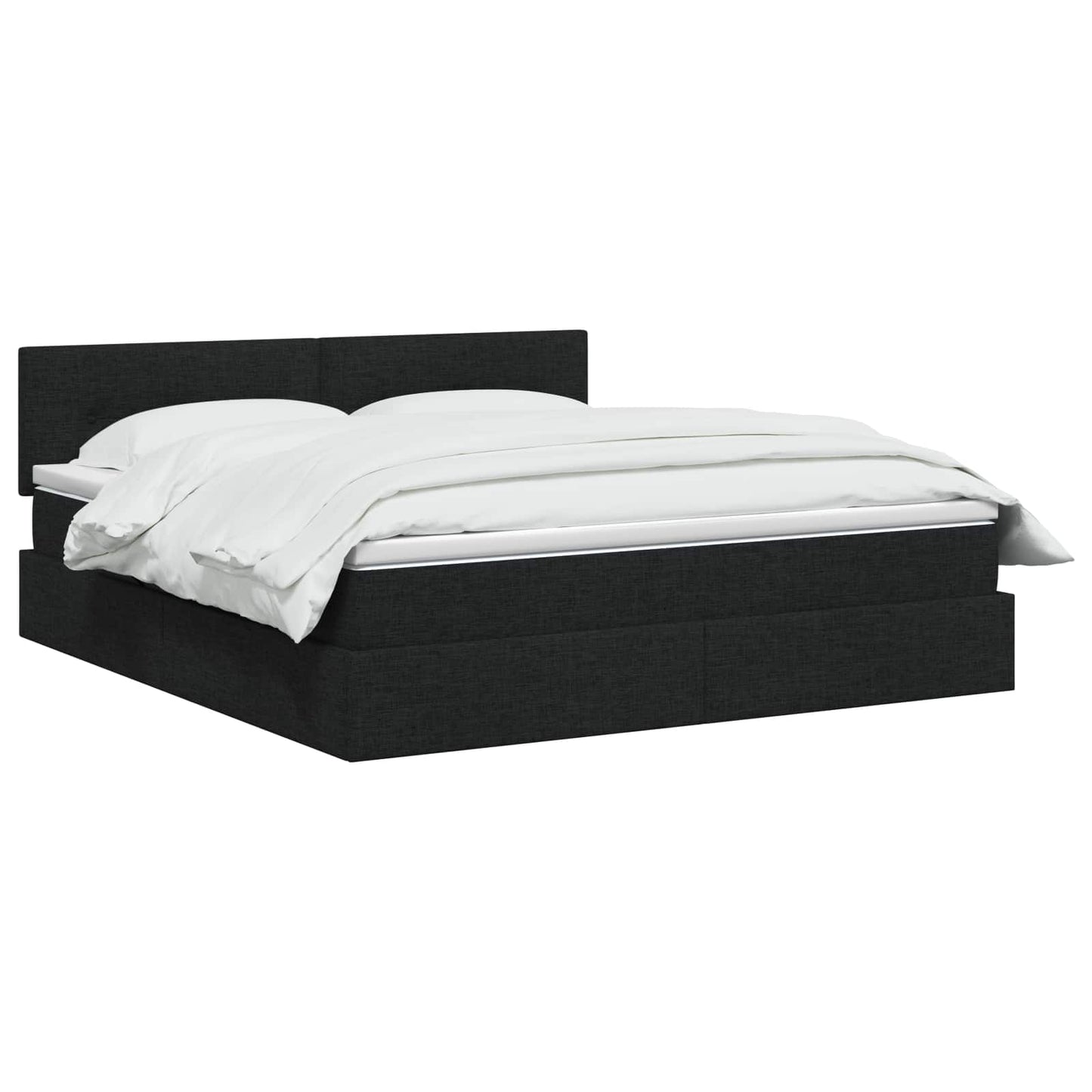 LED tárolós ágy matraccal Fekete 140 x 190 cm Szövet