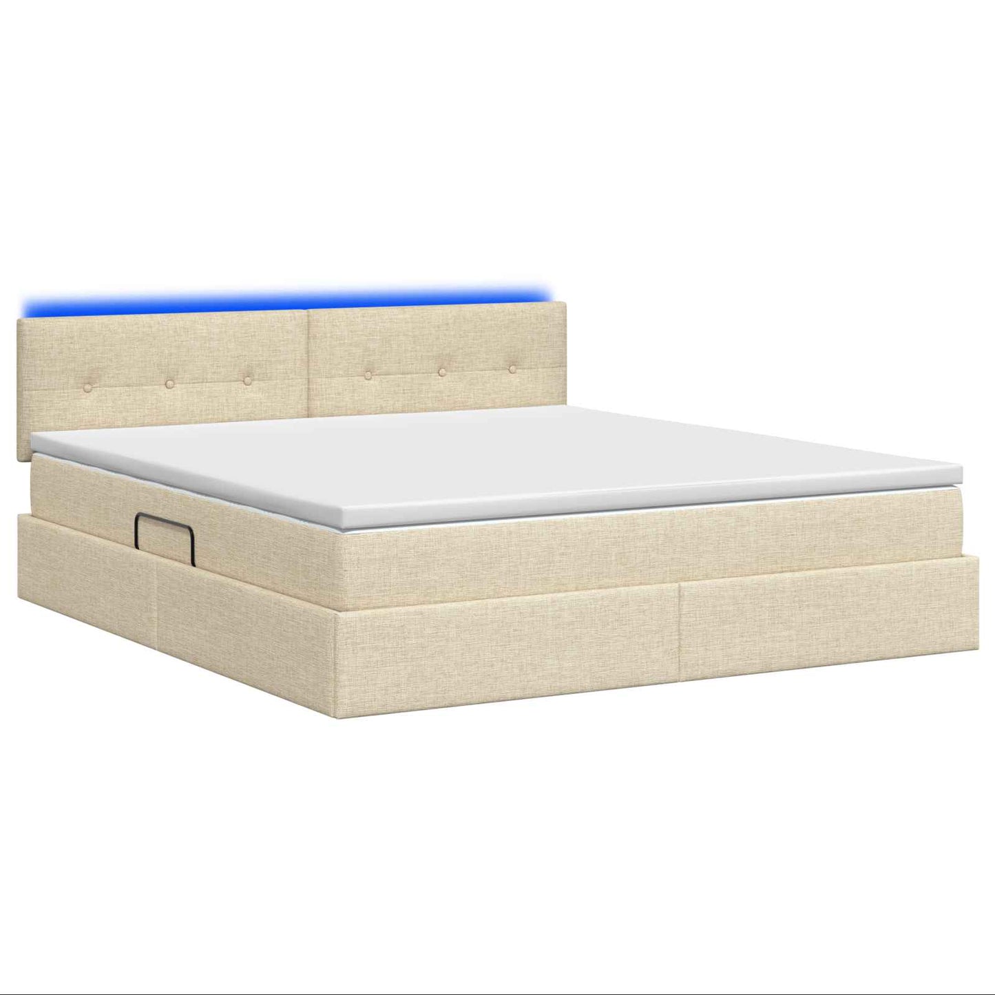 LED tárolós ágy matraccal Krémszínű 140 x 200 cm Szövet