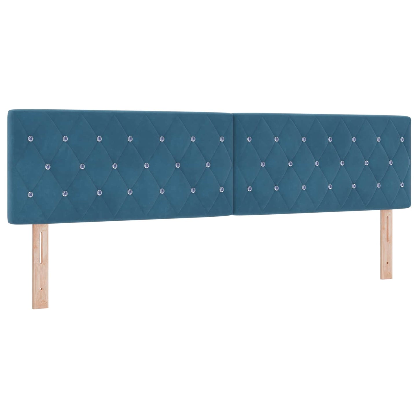 LED tárolós ágy matraccal Sötét kék 180 x 200 cm Bársony