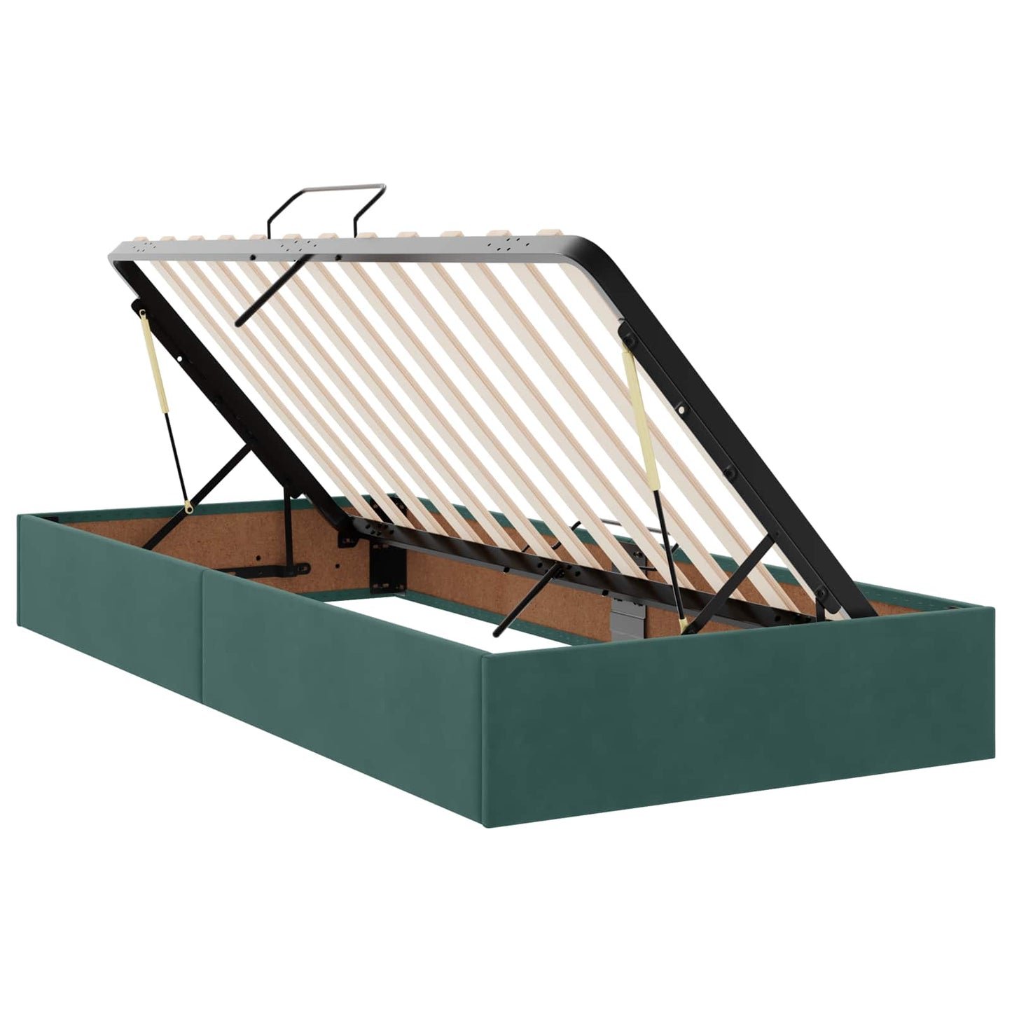 LED tárolós ágy matraccal Sötétzöld 90 x 200 cm Bársony