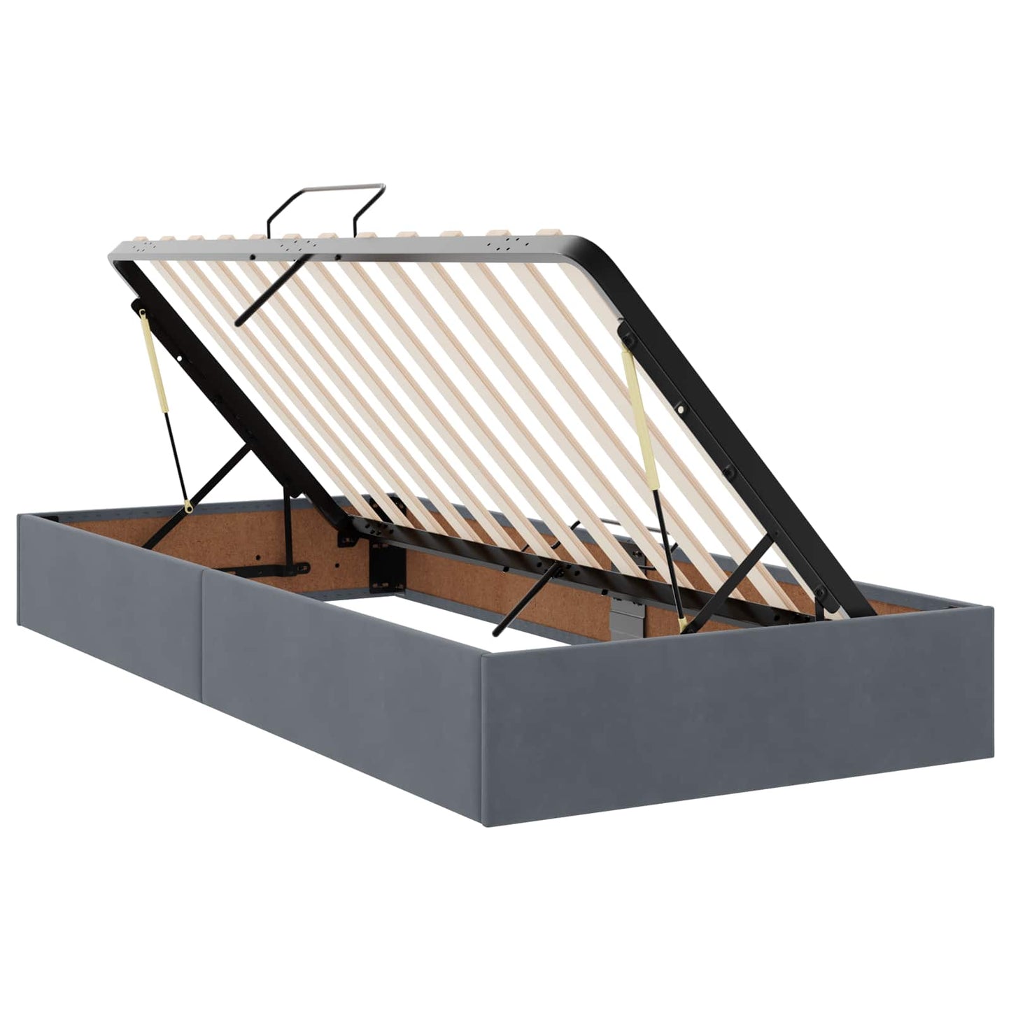 LED tárolós ágy matraccal Sötétszürke 200 x 200 cm Bársony