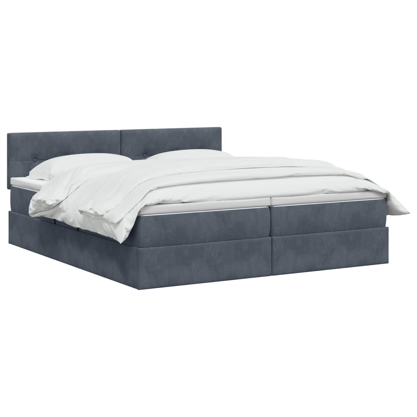 LED tárolós ágy matraccal Sötétszürke 200 x 200 cm Bársony