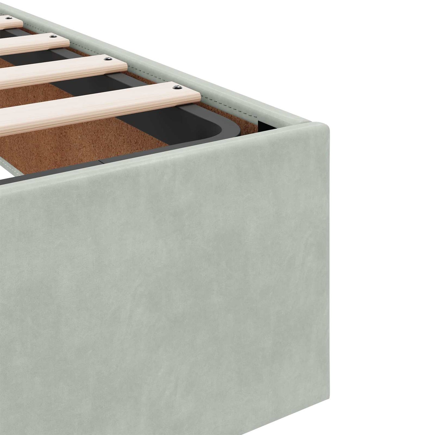 Tárolós Ágy fejtámlával Világosszürke 200 x 200 cm Bársony