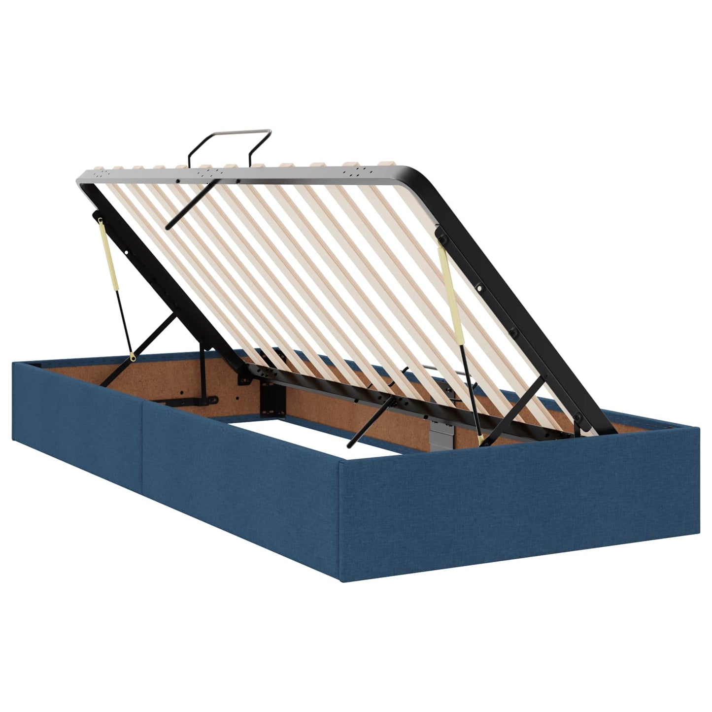 LED tárolós ágy matraccal Kék 90 x 200 cm Szövet