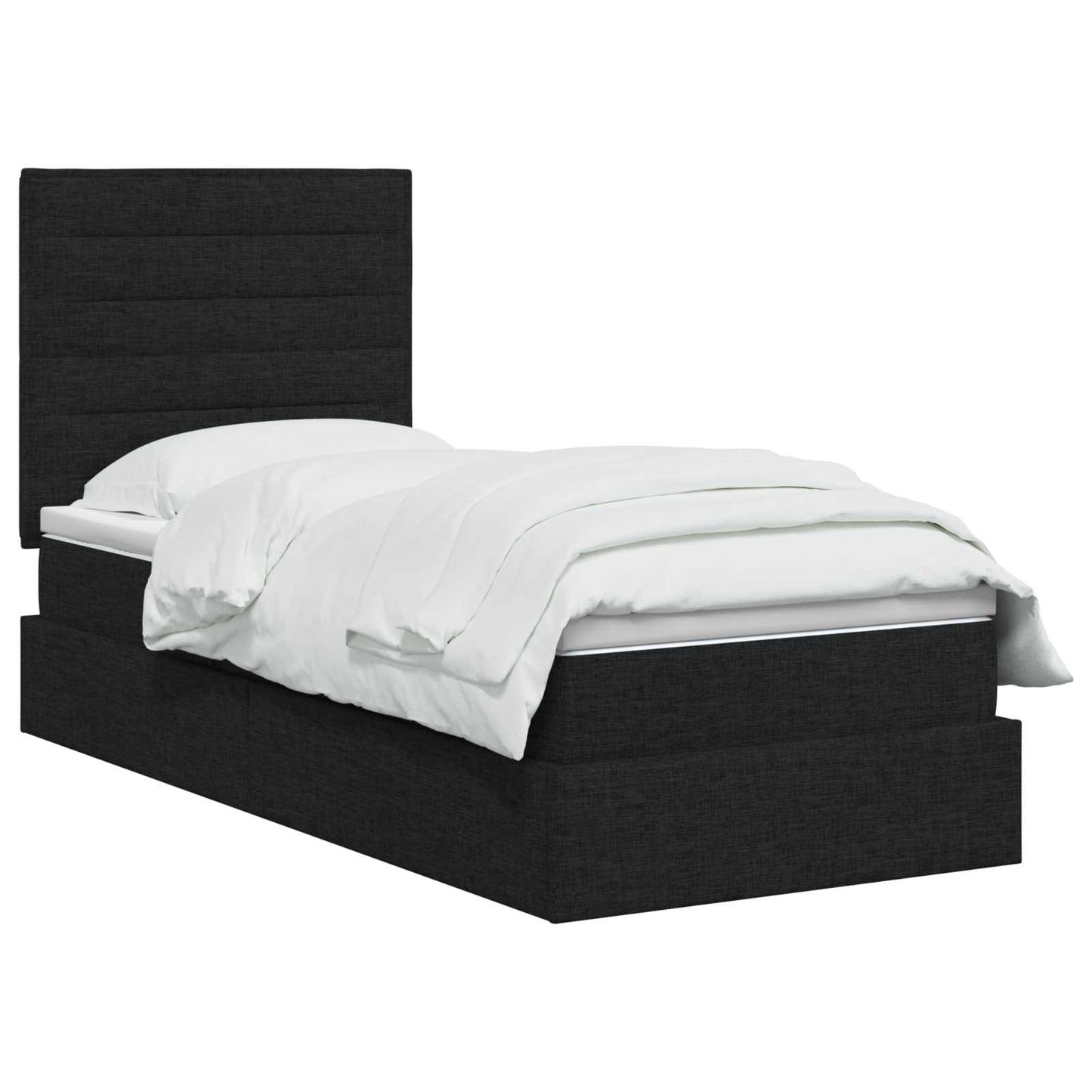 LED tárolós ágy matraccal Fekete 100 x 200 cm Szövet