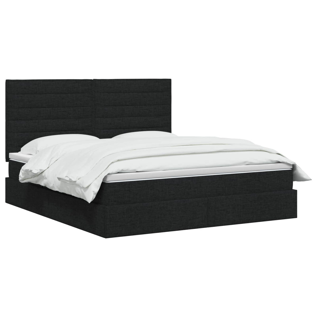LED tárolós ágy matraccal Fekete 140 x 190 cm Szövet