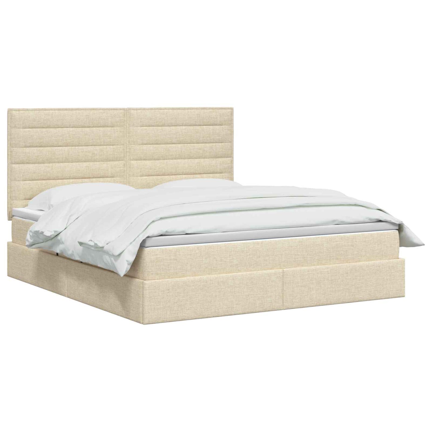 LED tárolós ágy matraccal Krémszínű 140 x 200 cm Szövet