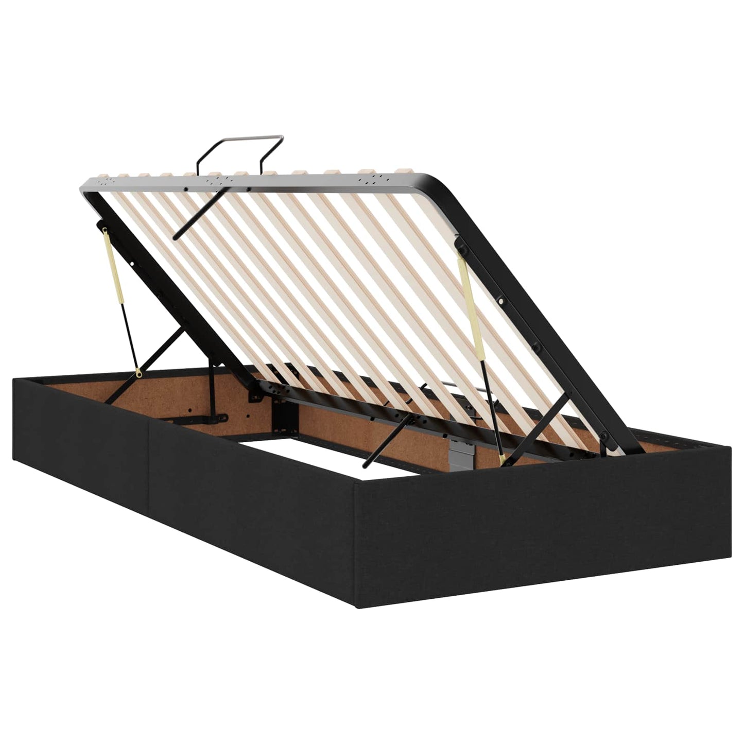 LED tárolós ágy matraccal Fekete 100 x 200 cm Szövet