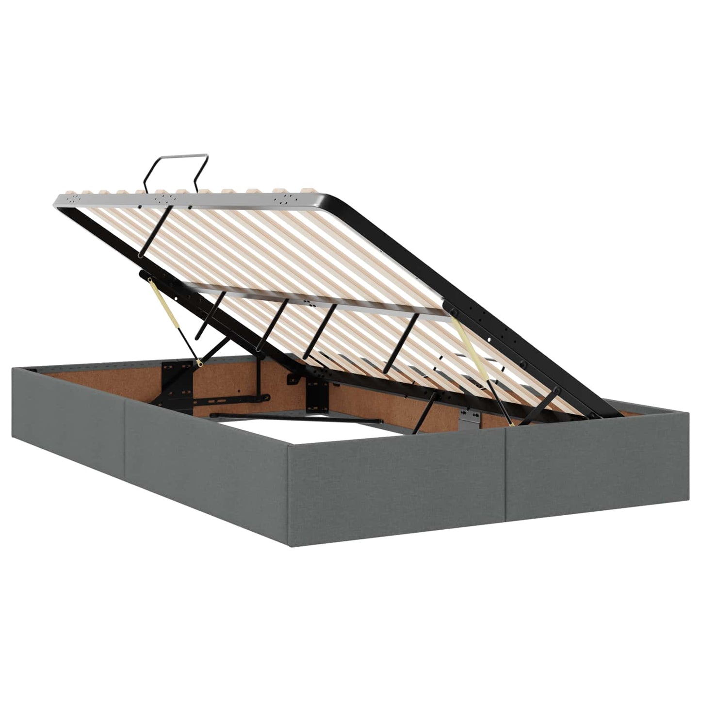 LED tárolós ágy matraccal Sötétszürke 120 x 200 cm Szövet