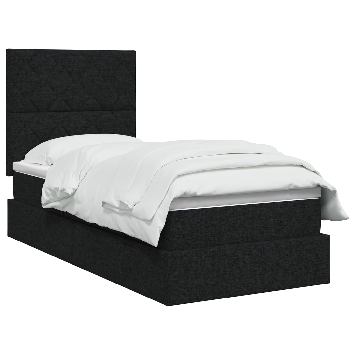 LED tárolós ágy matraccal Fekete 90 x 190 cm Szövet