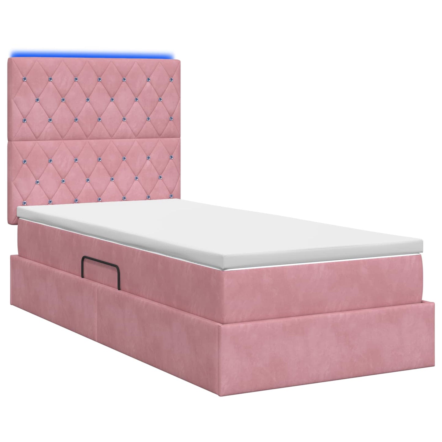 LED tárolós ágy matraccal Rózsaszín 100 x 200 cm Bársony