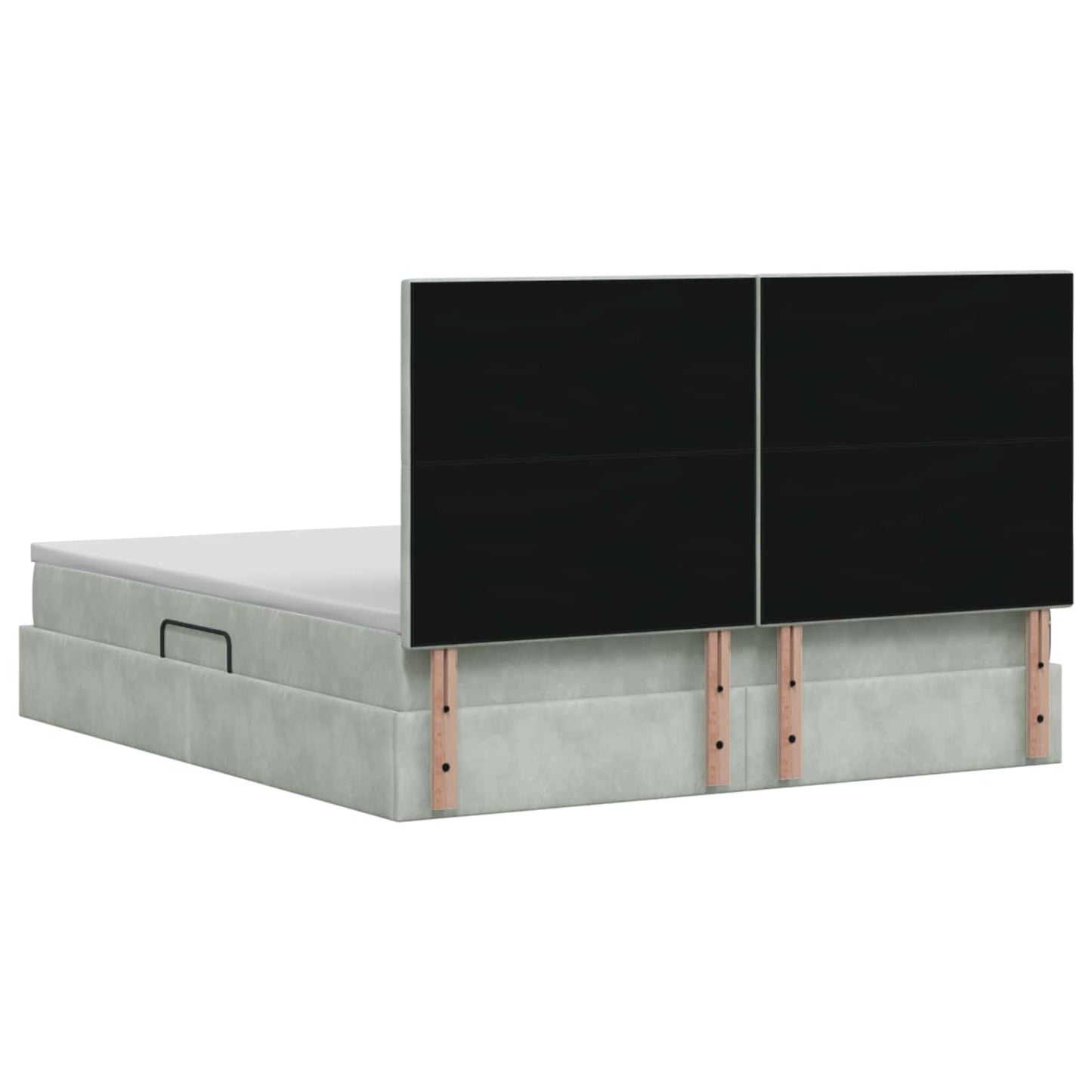 LED tárolós ágy matraccal Világosszürke 140 x 190 cm Bársony