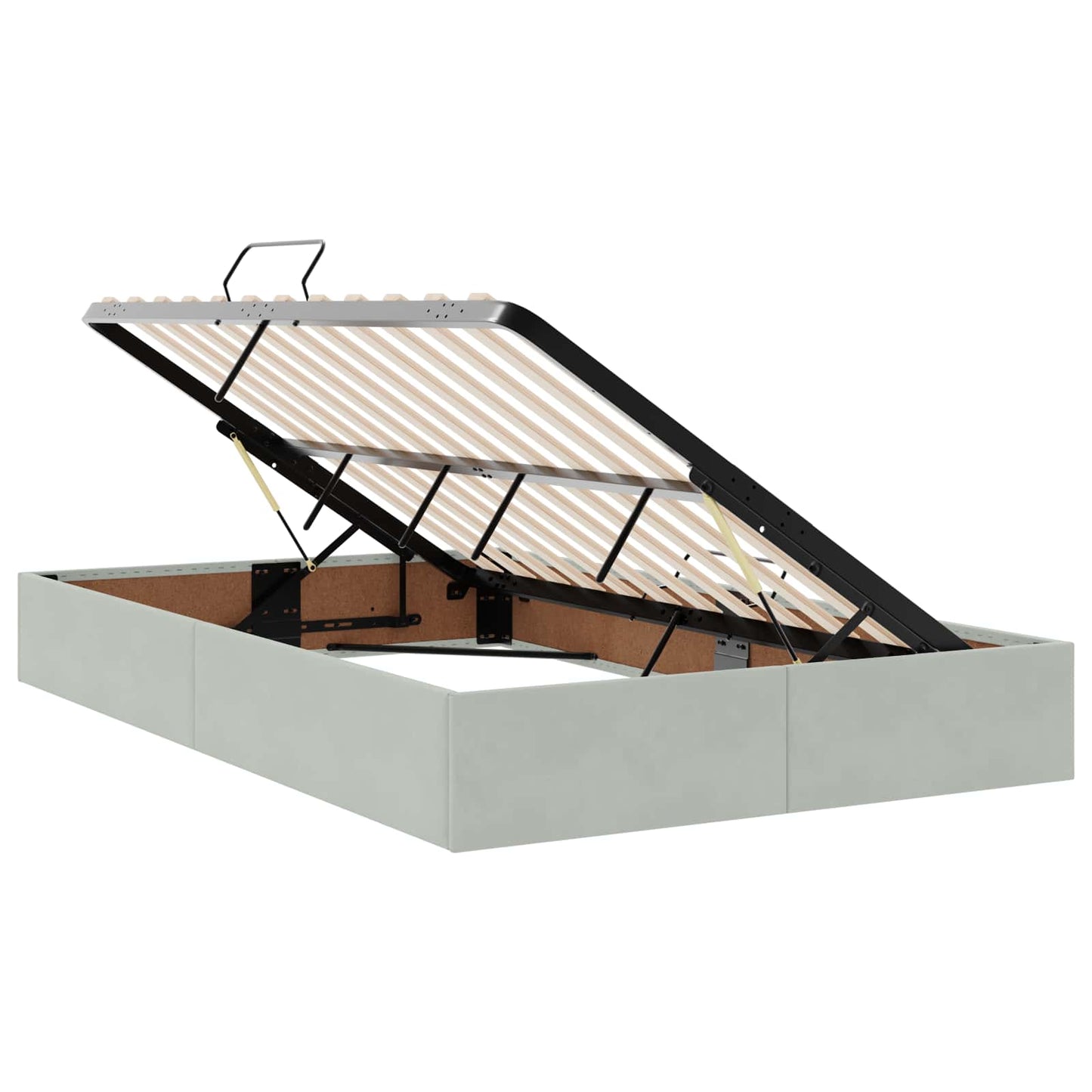LED tárolós ágy matraccal Világosszürke 120 x 200 cm Bársony