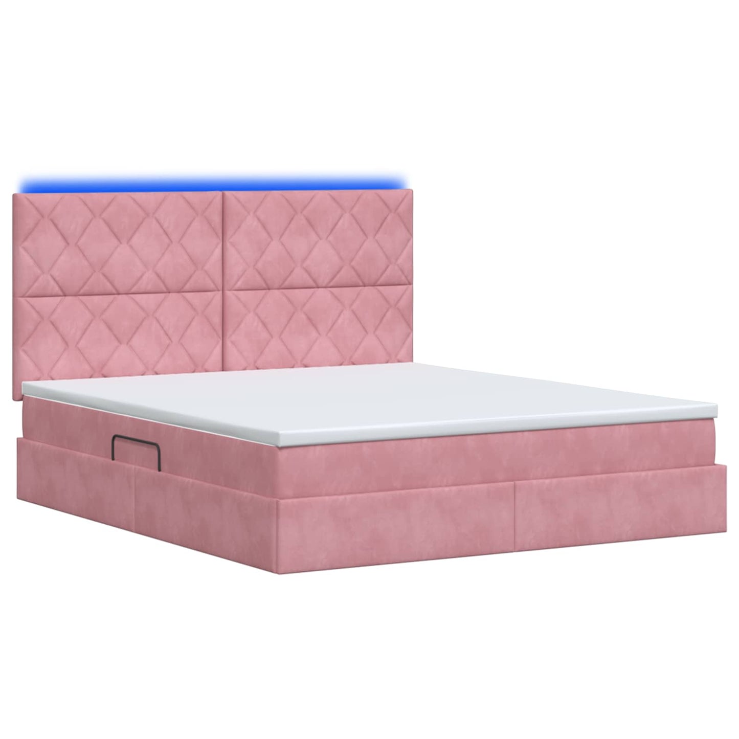 LED tárolós ágy matraccal Rózsaszín 180 x 200 cm Bársony