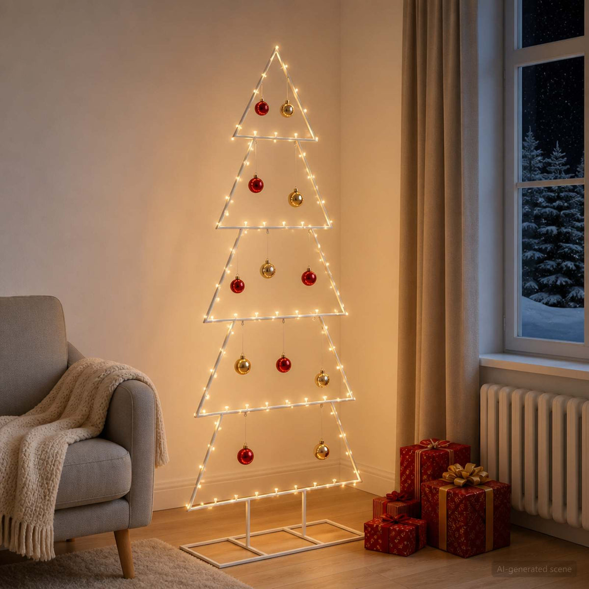 Fém karácsonyfa állvánnyal KUOPIO 150 cm Acél Fehér